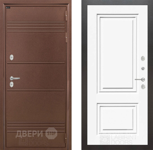 Входная металлическая Дверь Лабиринт (LABIRINT) Термо Лайт 26 Белый (RAL-9003) в Дмитрове