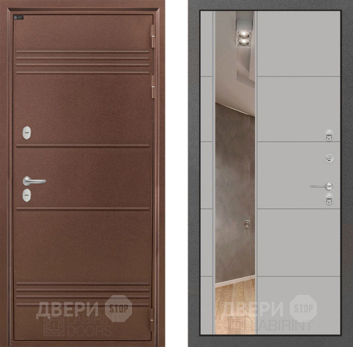 Входная металлическая Дверь Лабиринт (LABIRINT) Термо Лайт Зеркало 19 Грей софт в Дмитрове