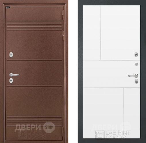 Входная металлическая Дверь Лабиринт (LABIRINT) Термо Лайт 21 Белый софт в Дмитрове
