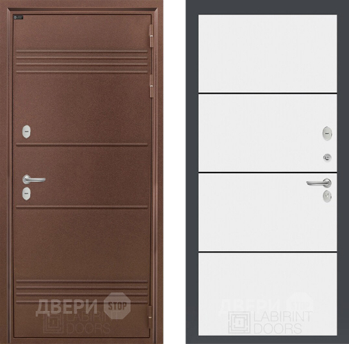 Входная металлическая Дверь Лабиринт (LABIRINT) Термо Лайт 25 Белый софт в Дмитрове