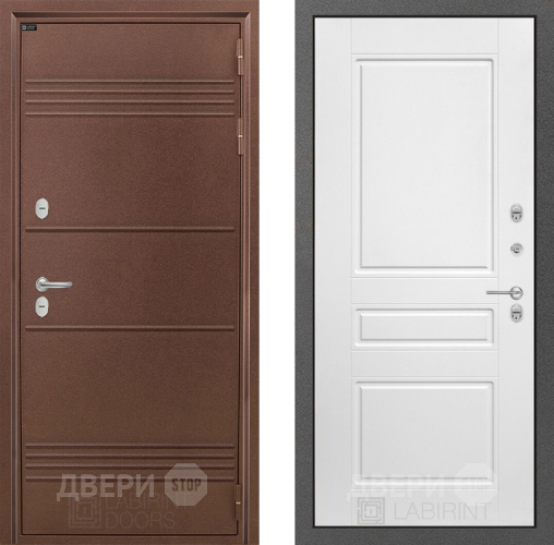 Входная металлическая Дверь Лабиринт (LABIRINT) Термо Лайт 03 Белый софт в Дмитрове