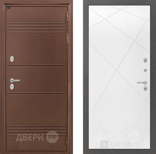 Входная металлическая Дверь Лабиринт (LABIRINT) Термо Лайт 24 Белый софт в Дмитрове