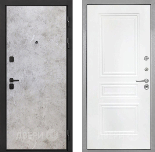 Входная металлическая Дверь Интекрон (INTECRON) Профит Black Мрамор Светлый ФЛ-243 Белый матовый в Дмитрове