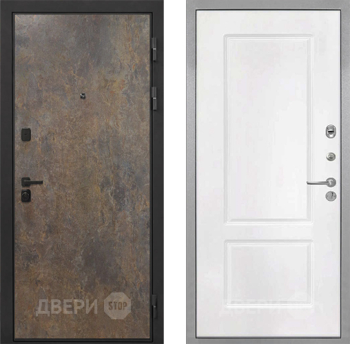 Входная металлическая Дверь Интекрон (INTECRON) Профит Black Гранж КВ-2 Белый матовый в Дмитрове
