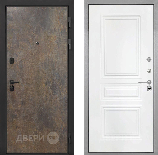 Входная металлическая Дверь Интекрон (INTECRON) Профит Black Гранж ФЛ-243 Белый матовый в Дмитрове