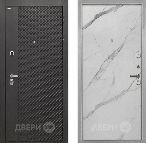 Входная металлическая Дверь Интекрон (INTECRON) Олимпия Black 4К Гладкая Мрамор натуральный арктик в Дмитрове