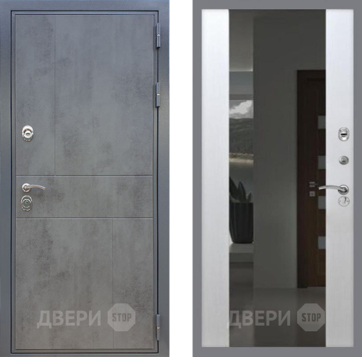 Входная металлическая Дверь Рекс (REX) ФЛ-290 СБ-16 Зеркало Белый ясень в Дмитрове