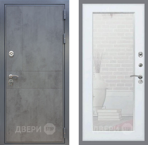 Входная металлическая Дверь Рекс (REX) ФЛ-290 Зеркало Пастораль Белый ясень в Дмитрове