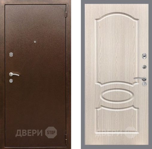 Входная металлическая Дверь Рекс (REX) 1А Медный Антик FL-128 Беленый дуб в Дмитрове
