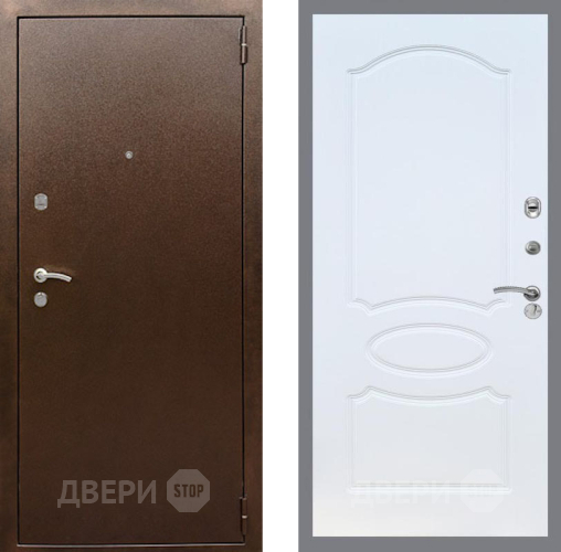 Дверь Рекс (REX) 1А Медный Антик FL-128 Белый ясень в Дмитрове