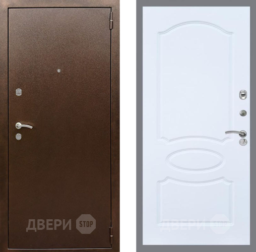 Входная металлическая Дверь Рекс (REX) 1А Медный Антик FL-128 Силк Сноу в Дмитрове