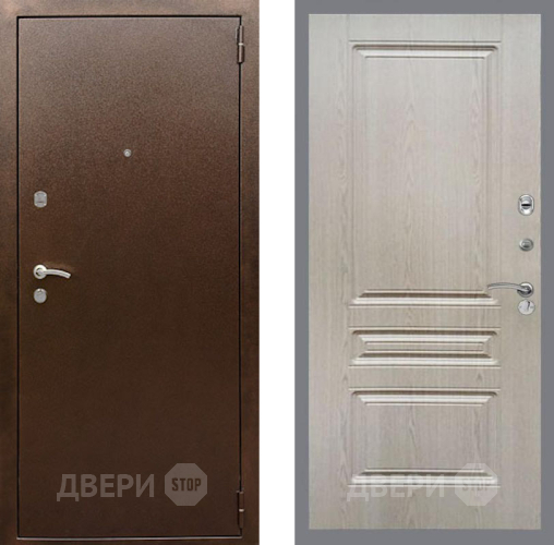 Входная металлическая Дверь Рекс (REX) 1А Медный Антик FL-243 Беленый дуб в Дмитрове