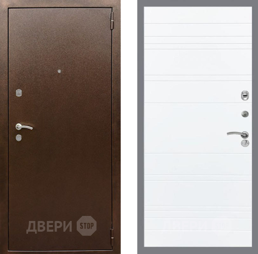 Входная металлическая Дверь Рекс (REX) 1А Медный Антик Line Силк Сноу в Дмитрове