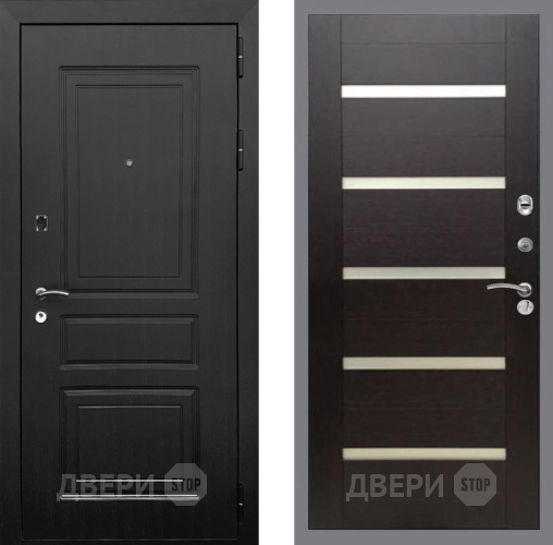 Дверь Рекс (REX) 6 Венге СБ-14 стекло белое венге поперечный в Дмитрове
