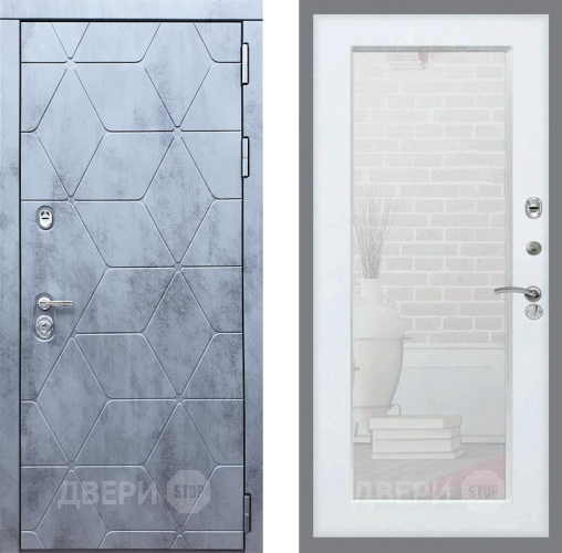 Входная металлическая Дверь Рекс (REX) 28 Зеркало Пастораль Белый ясень в Дмитрове