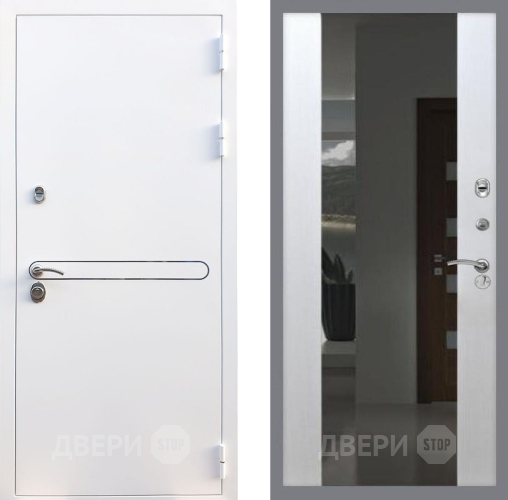 Входная металлическая Дверь Рекс (REX) 27 СБ-16 Зеркало Белый ясень в Дмитрове