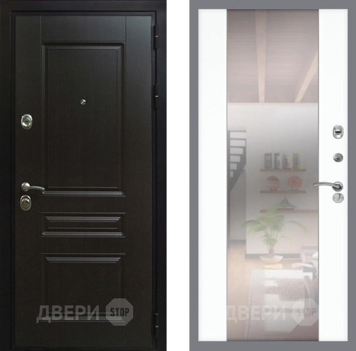 Входная металлическая Дверь Рекс (REX) Премиум-Н СБ-16 Зеркало Силк Сноу в Дмитрове