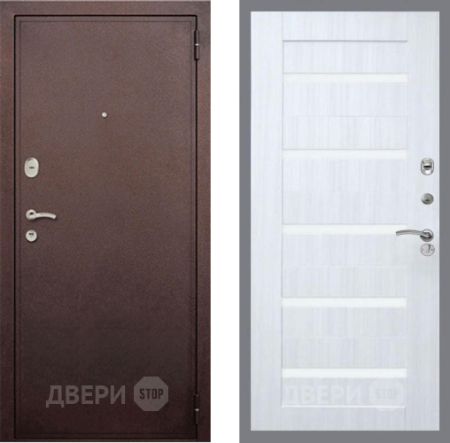 Дверь Рекс (REX) 2 Медный Антик СБ-14 стекло белое Сандал белый в Дмитрове