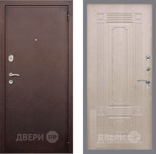 Входная металлическая Дверь Рекс (REX) 2 Медный Антик FL-2 Беленый дуб в Дмитрове