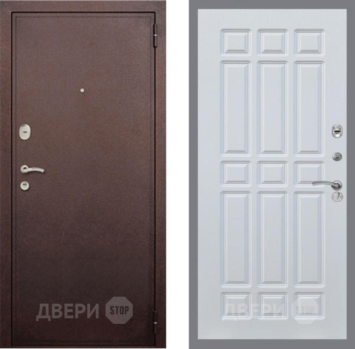 Входная металлическая Дверь Рекс (REX) 2 Медный Антик FL-33 Белый ясень в Дмитрове