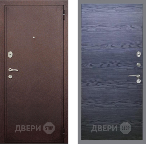 Входная металлическая Дверь Рекс (REX) 2 Медный Антик GL Дуб тангенальный черный в Дмитрове