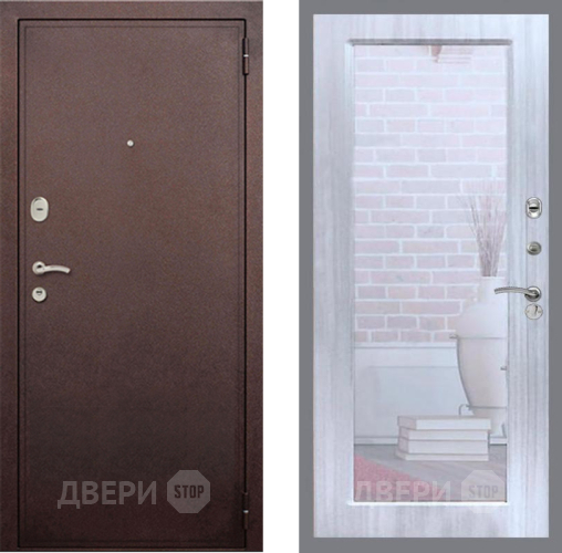Входная металлическая Дверь Рекс (REX) 2 Медный Антик Зеркало Пастораль Сандал белый в Дмитрове