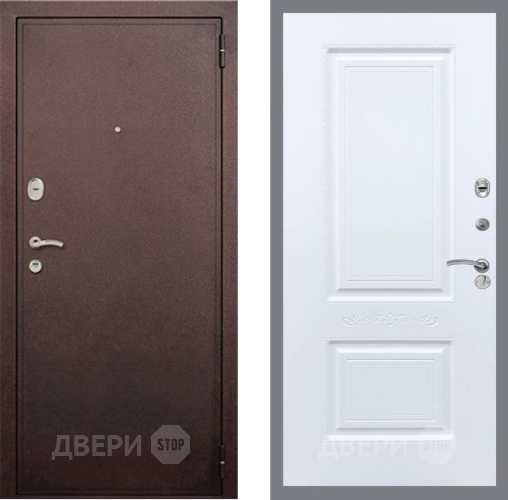 Дверь Рекс (REX) 2 Медный Антик Смальта Силк Сноу в Дмитрове