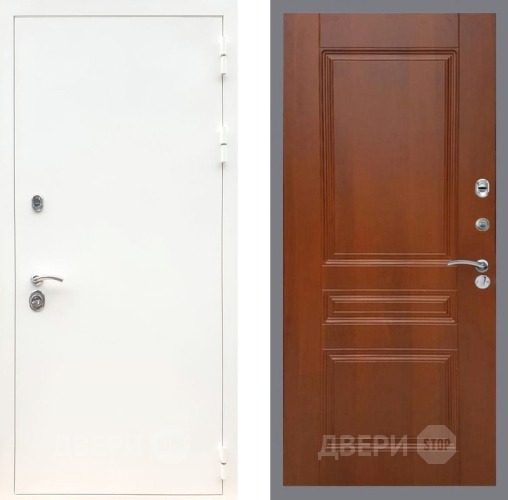 Входная металлическая Дверь Рекс (REX) 5 Белая Шагрень FL-243 Итальянский орех в Дмитрове