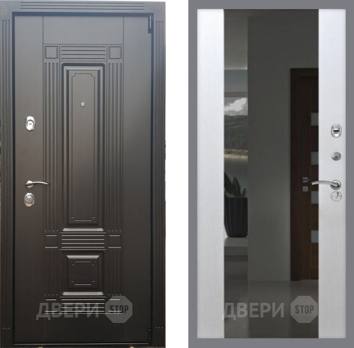 Входная металлическая Дверь Рекс (REX) 9 СБ-16 Зеркало Белый ясень в Дмитрове
