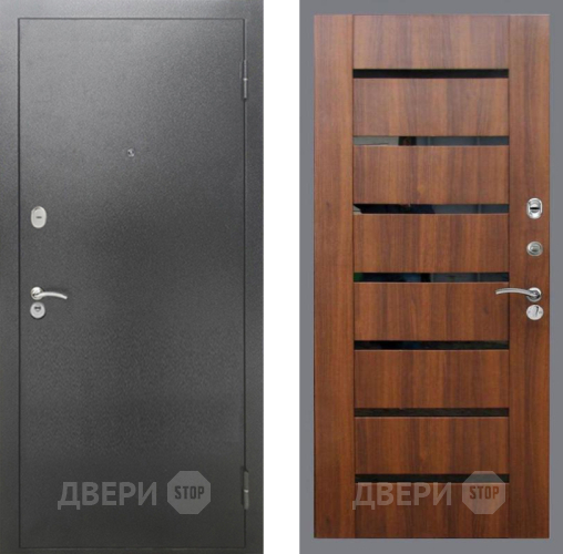 Дверь Рекс (REX) 2А Серебро Антик СБ-14 стекло черное Орех бренди в Дмитрове