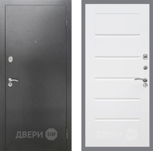 Дверь Рекс (REX) 2А Серебро Антик Сити Белый ясень в Дмитрове