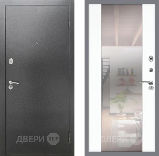 Входная металлическая Дверь Рекс (REX) 2А Серебро Антик СБ-16 Зеркало Силк Сноу в Дмитрове
