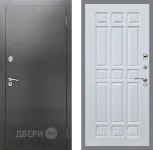 Входная металлическая Дверь Рекс (REX) 2А Серебро Антик FL-33 Белый ясень в Дмитрове