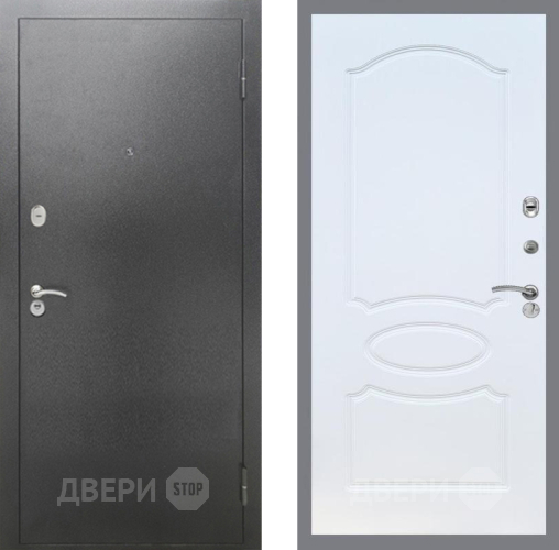 Дверь Рекс (REX) 2А Серебро Антик FL-128 Белый ясень в Дмитрове