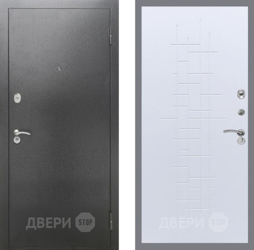 Дверь Рекс (REX) 2А Серебро Антик FL-289 Белый ясень в Дмитрове