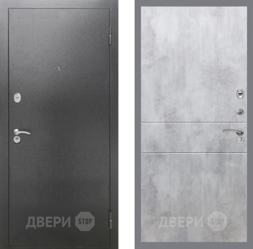 Входная металлическая Дверь Рекс (REX) 2А Серебро Антик FL-290 Бетон светлый в Дмитрове