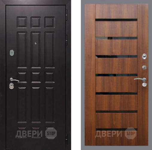 Входная металлическая Дверь Рекс (REX) 8 СБ-14 стекло черное Орех бренди в Дмитрове