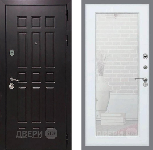 Входная металлическая Дверь Рекс (REX) 8 Зеркало Пастораль Белый ясень в Дмитрове