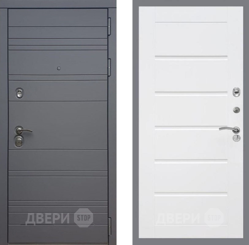 Входная металлическая Дверь Рекс (REX) 14 силк титан Сити Белый ясень в Дмитрове
