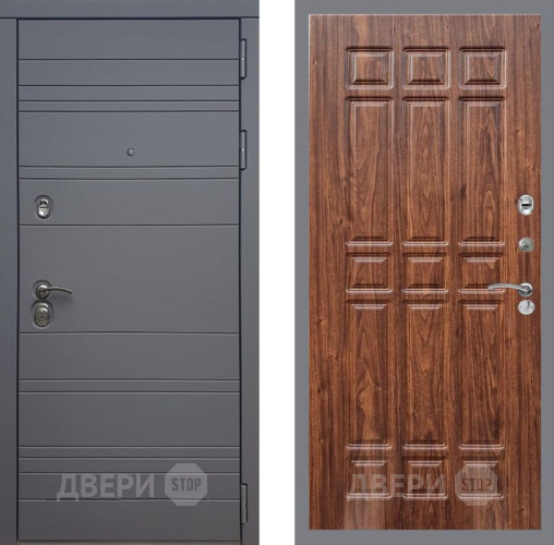 Входная металлическая Дверь Рекс (REX) 14 силк титан FL-33 орех тисненый в Дмитрове
