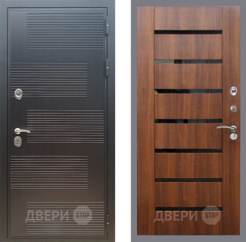 Входная металлическая Дверь Рекс (REX) премиум 185 СБ-14 стекло черное Орех бренди в Дмитрове