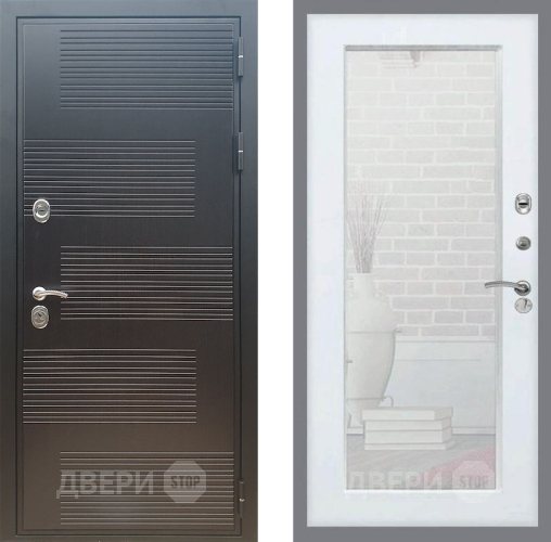 Входная металлическая Дверь Рекс (REX) премиум 185 Зеркало Пастораль Белый ясень в Дмитрове