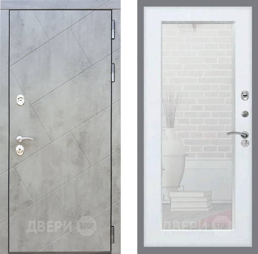 Входная металлическая Дверь Рекс (REX) 22 Зеркало Пастораль Белый ясень в Дмитрове