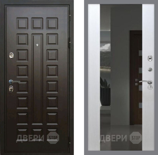 Входная металлическая Дверь Рекс (REX) Премиум 3к СБ-16 Зеркало Белый ясень в Дмитрове