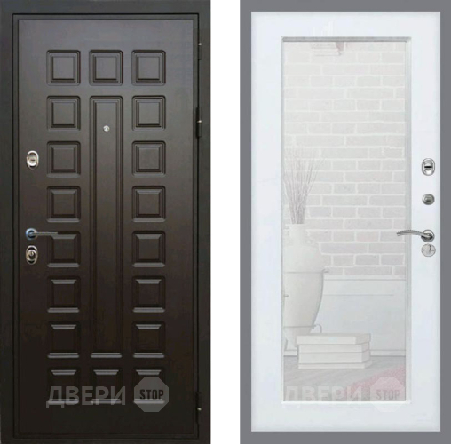 Входная металлическая Дверь Рекс (REX) Премиум 3к Зеркало Пастораль Белый ясень в Дмитрове