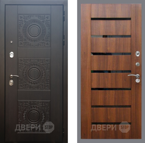 Входная металлическая Дверь Рекс (REX) 10 СБ-14 стекло черное Орех бренди в Дмитрове