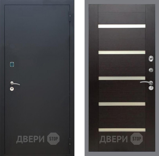 Входная металлическая Дверь Рекс (REX) 1A Черный Муар СБ-14 стекло белое венге поперечный в Дмитрове
