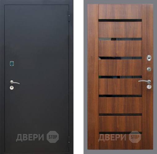 Дверь Рекс (REX) 1A Черный Муар СБ-14 стекло черное Орех бренди в Дмитрове