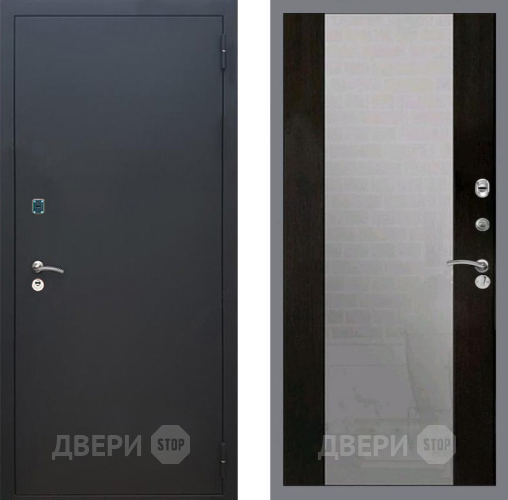Входная металлическая Дверь Рекс (REX) 1A Черный Муар СБ-16 Зеркало Венге в Дмитрове