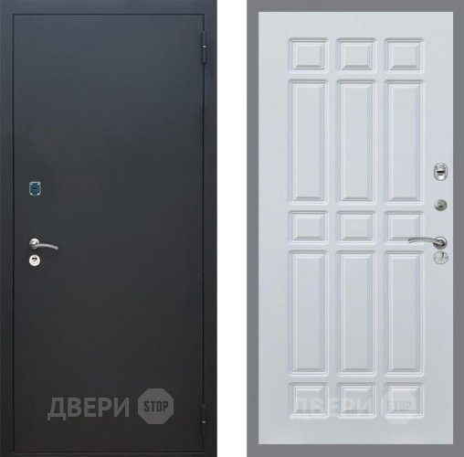 Входная металлическая Дверь Рекс (REX) 1A Черный Муар FL-33 Белый ясень в Дмитрове